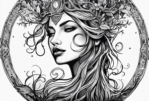 virgo sign made out of tree roots tattoo idea