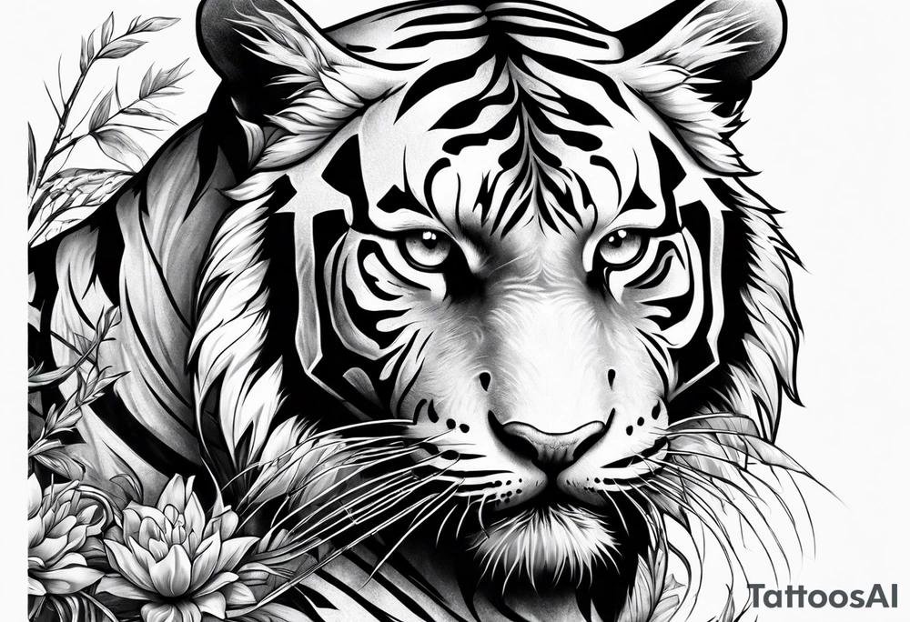 tiger skeleton body hunting tattoo idea