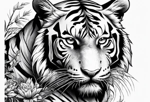 tiger skeleton body hunting tattoo idea