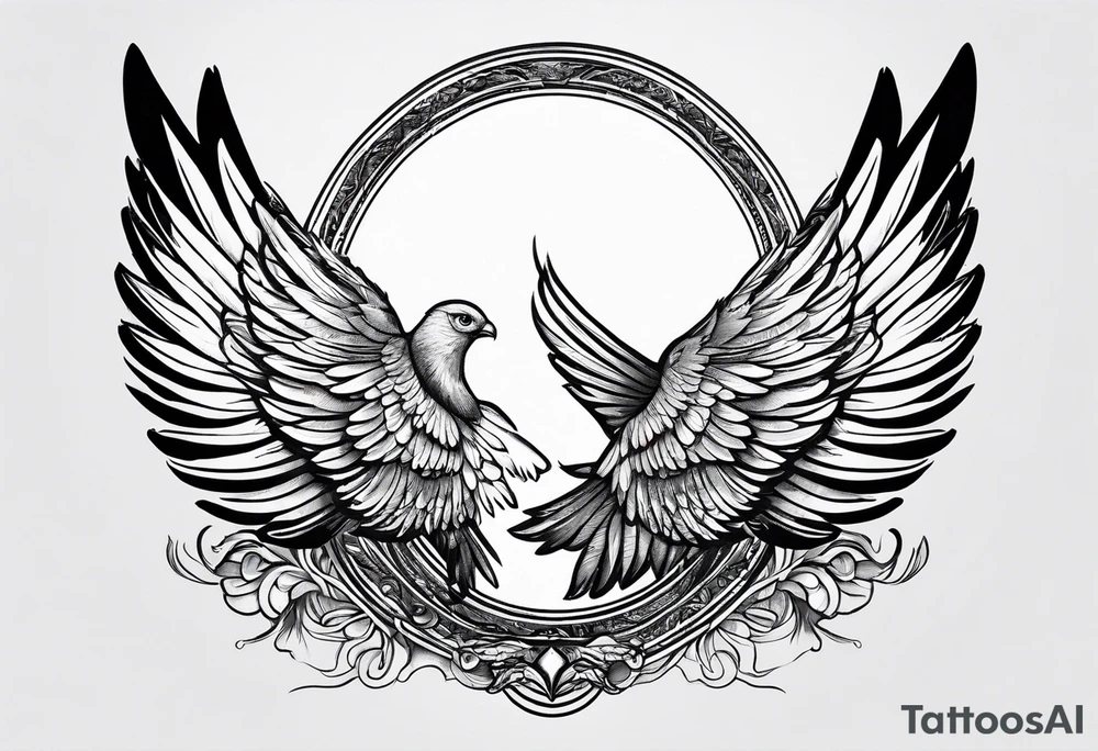 Baby’s hand print and wings tattoo idea