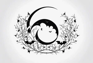 Crescent Moon with Bats tattoo idea