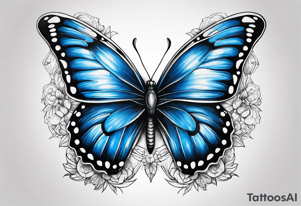 Blue butterfly tattoo idea