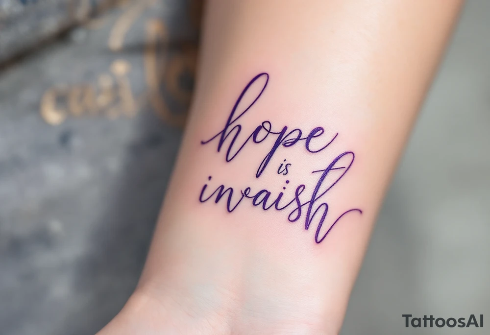A soft script in pastel pink and lavender, wrapping around the wrist, symbolizing hope and inner faith. tattoo idea