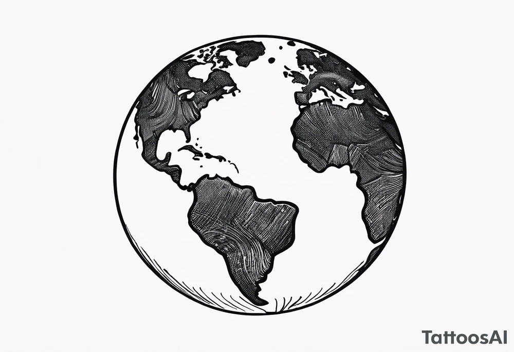 Planet with world map symbolising peace and freedom. Very minimalistic tattoo idea