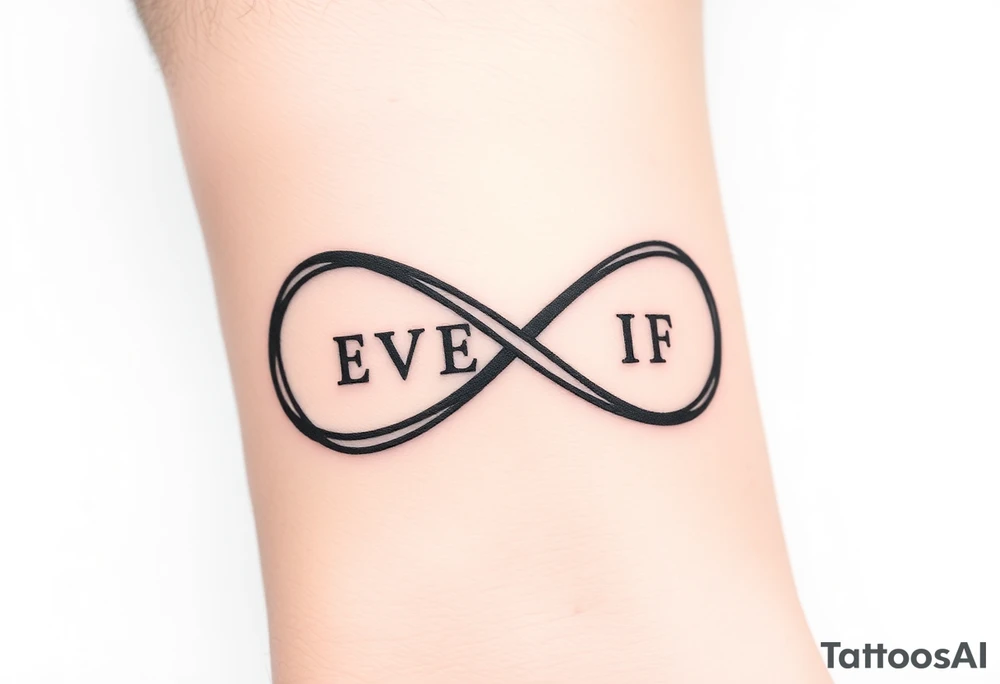 unique infinity symbol with words "EVEN IF" tattoo idea