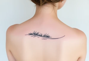 Landscape of sand dune and peasible sea (like in the north of France) in a minimalist style tattoo idea