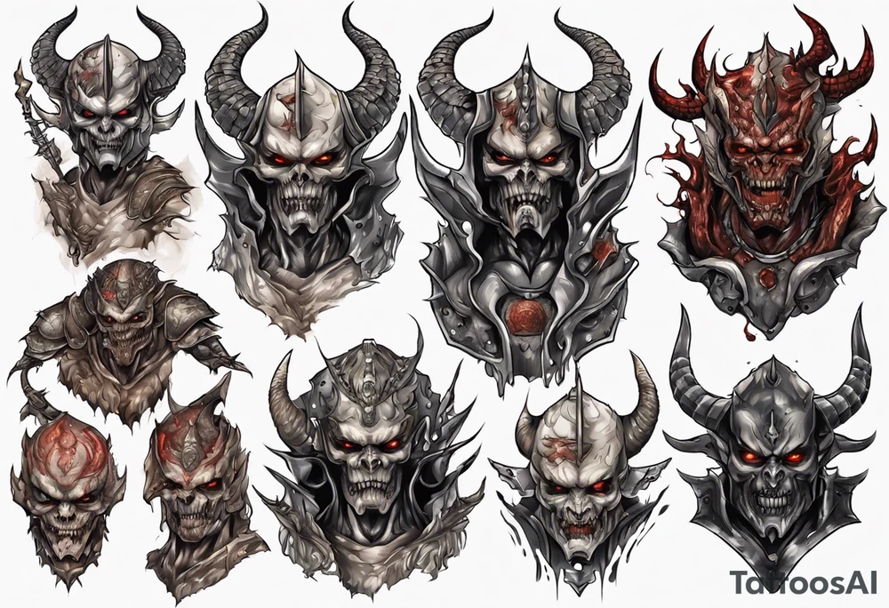 Humanoid demon in plate armor tattoo idea