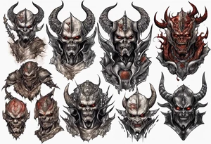 Humanoid demon in plate armor tattoo idea