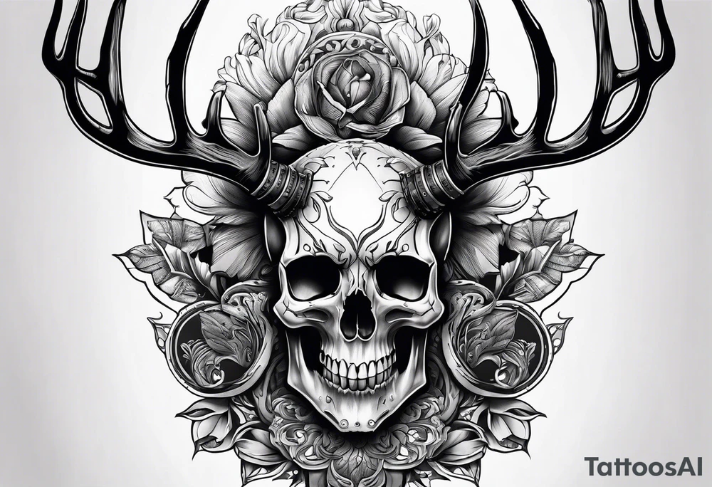 A human with a deer skull head tattoo idea