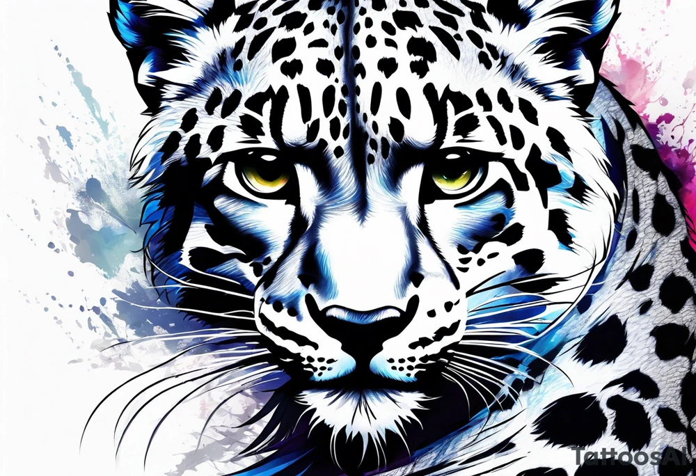 Angry snow leopard tattoo idea