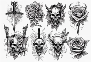 Demon with roses and sword tattoo idea