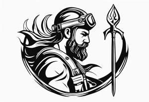 Scuba diver holding a trident of Poseidon tattoo idea