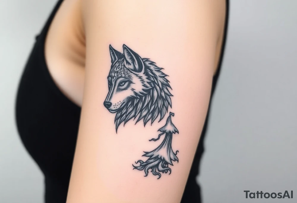 Wolf facing forward, Ghost of Tsushima below that tattoo idea
