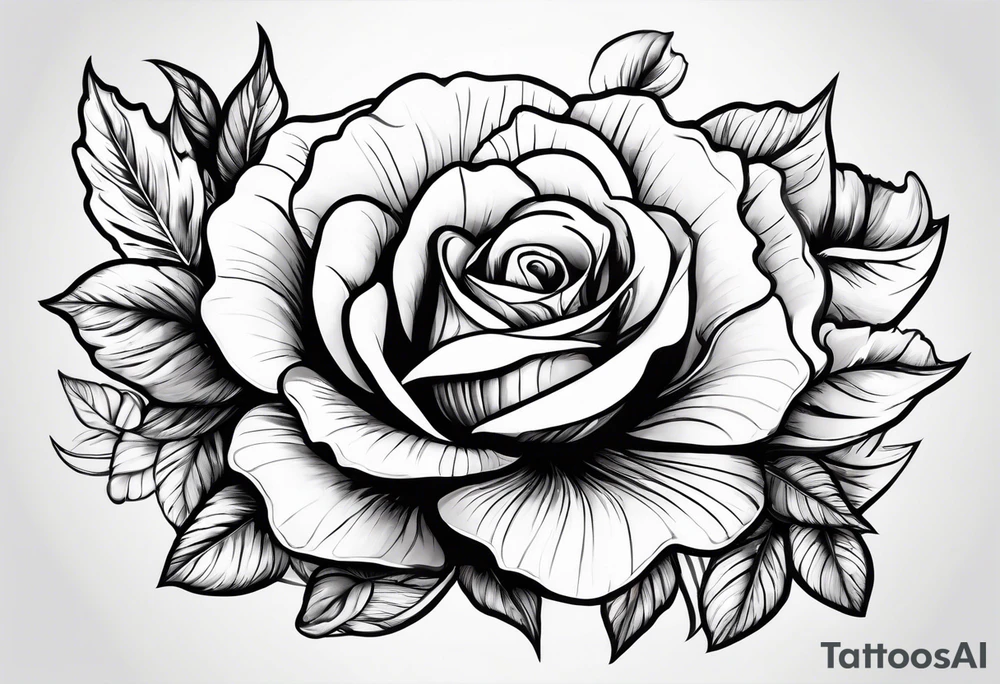 Shell with rose tattoo idea