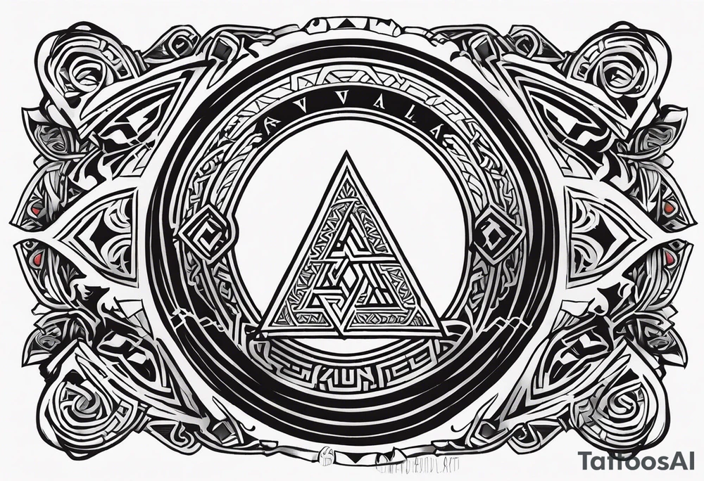 Valhalla sword shield axe Valknut tattoo idea