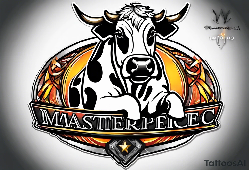 cow in a wrestling ring tattoo idea