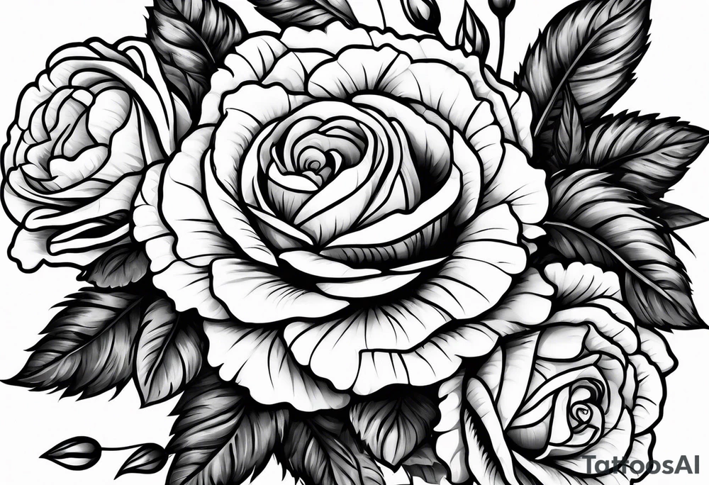 Carnation,rose bouquet tattoo idea