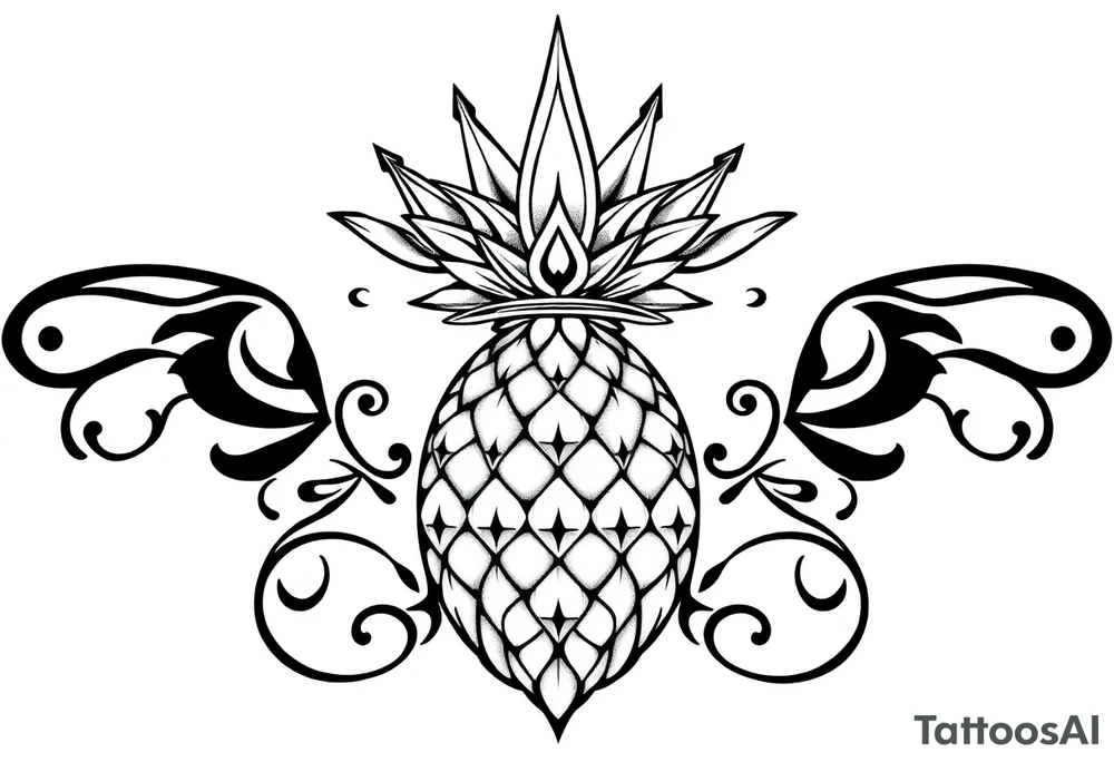 Majestic, crown, pineapple ,vagina, anus tattoo idea