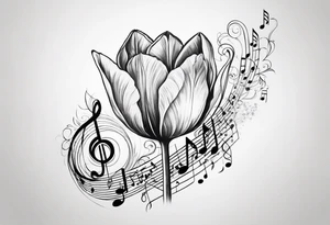 Tulip flower with
 music note on the step tattoo idea