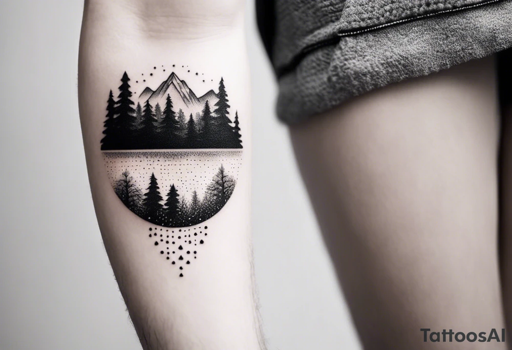 small mountain and trees tattoo idea