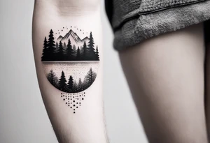small mountain and trees tattoo idea
