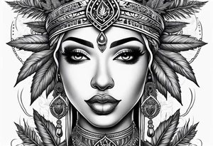 Black Goddess of marijuana tattoo idea