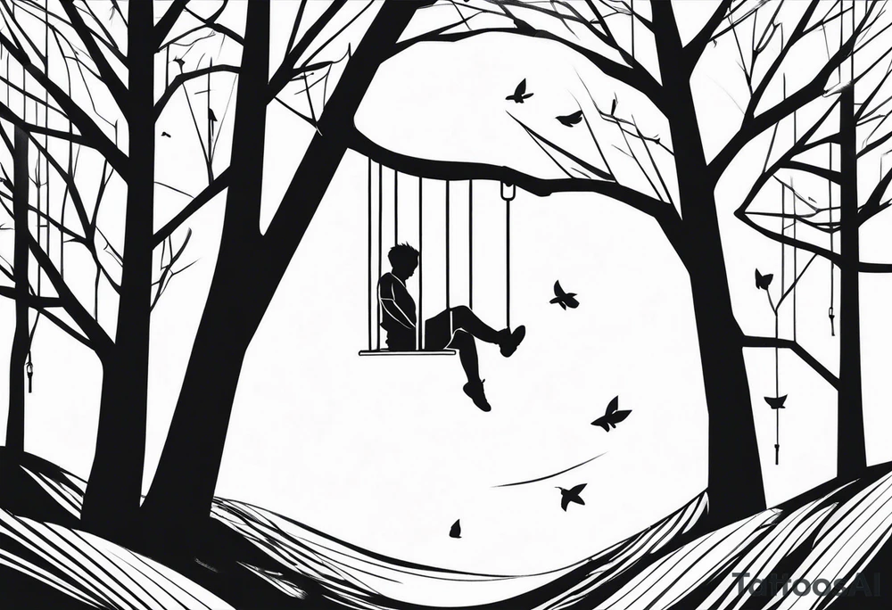 swinging from trees tattoo idea