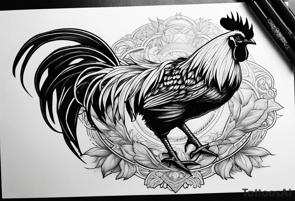 Rooster with an M60 machine gun tattoo idea