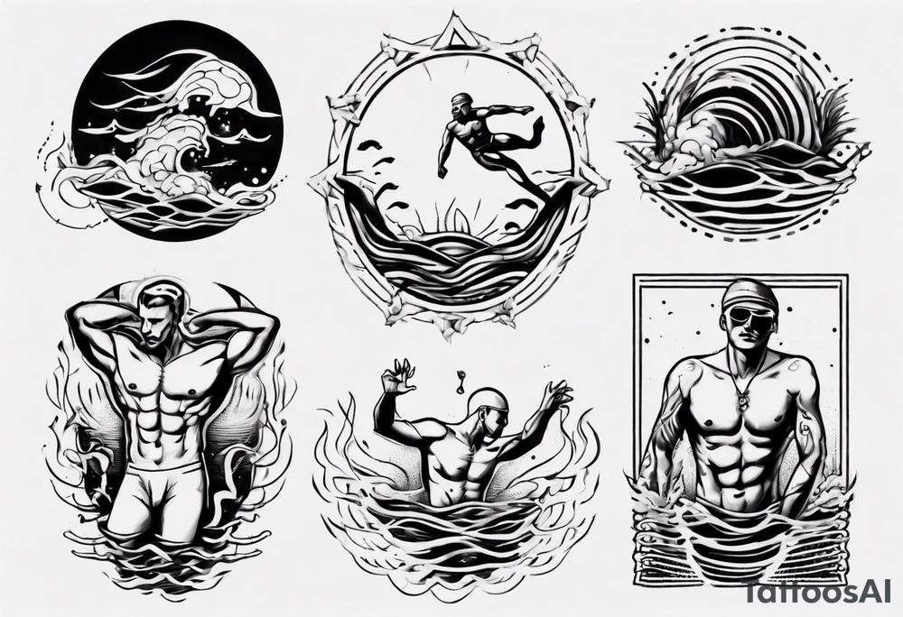man swimming, no details tattoo idea