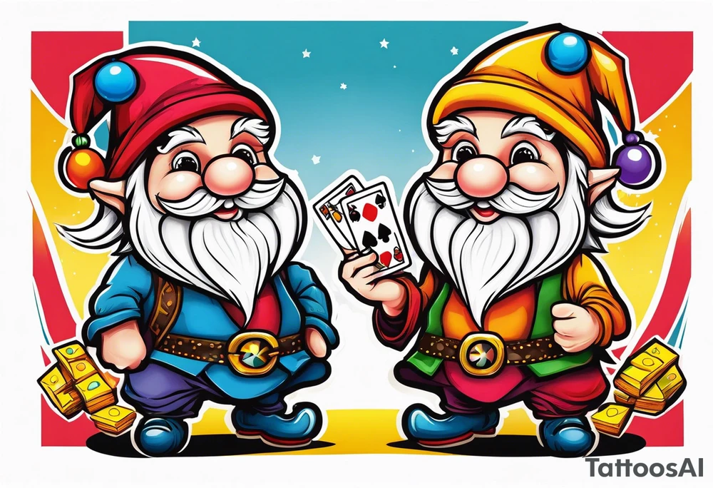 Gambling gnome couple tattoo idea