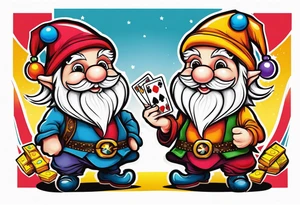 Gambling gnome couple tattoo idea