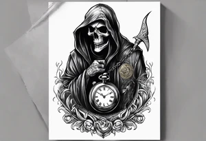 Grim reaper with a pocket watch tattoo idea