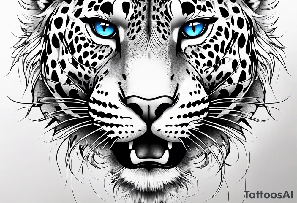 young leopard with blue eyes tattoo idea