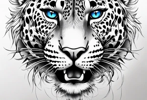 young leopard with blue eyes tattoo idea