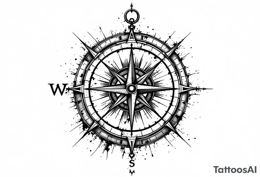 dorsal compass with a longitutde at the top of the compass and latitude at the bottom of the compass have some type of reference to africa or nigeria tattoo idea