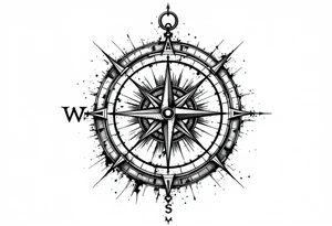 dorsal compass with a longitutde at the top of the compass and latitude at the bottom of the compass have some type of reference to africa or nigeria tattoo idea