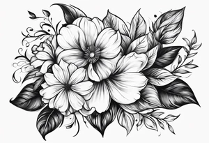 Initials R, E and J incorporated into a flower tattoo design tattoo idea