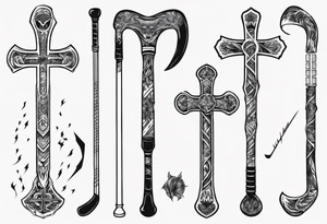 Memorai Hockey stick cross tattoo idea