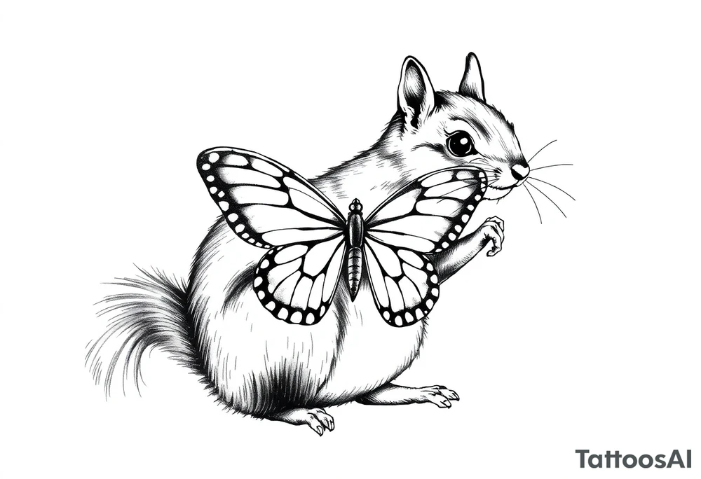 A Squirrel holding butterfly tattoo idea