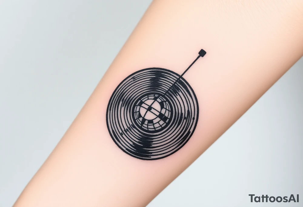vinyl record and disco ball tattoo idea