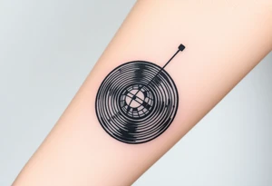 vinyl record and disco ball tattoo idea