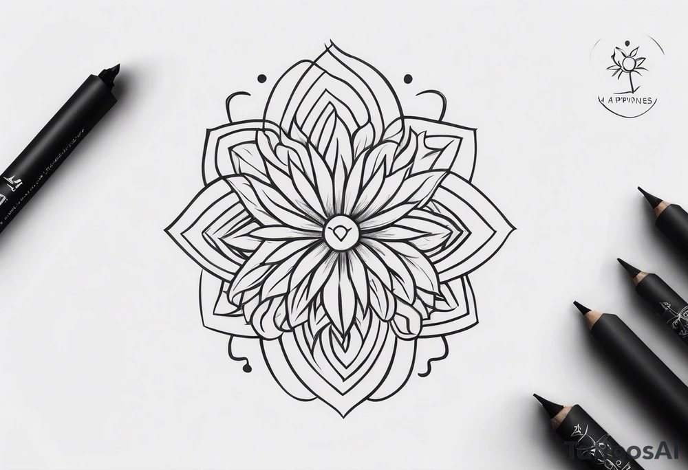 A minimal-styled tattoo design that represents the concept of living a life is happiness. tattoo idea