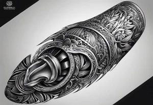 leg sleeve armor tattoo idea