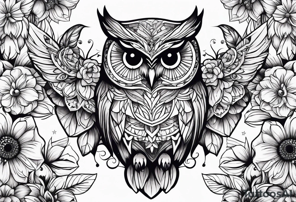 Owl flowers butterflies 
Stars tattoo idea
