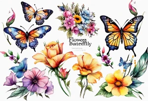flowers, butterflies, birds, sunshine tattoo idea
