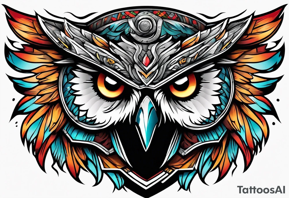 angry owl wrapping and center console boat tattoo idea