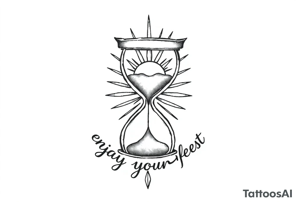 live with what you have and enjoy it to the fullest, hourglass, sun shines down tattoo idea