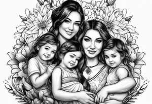 Mothers bond with three daughters tattoo idea
