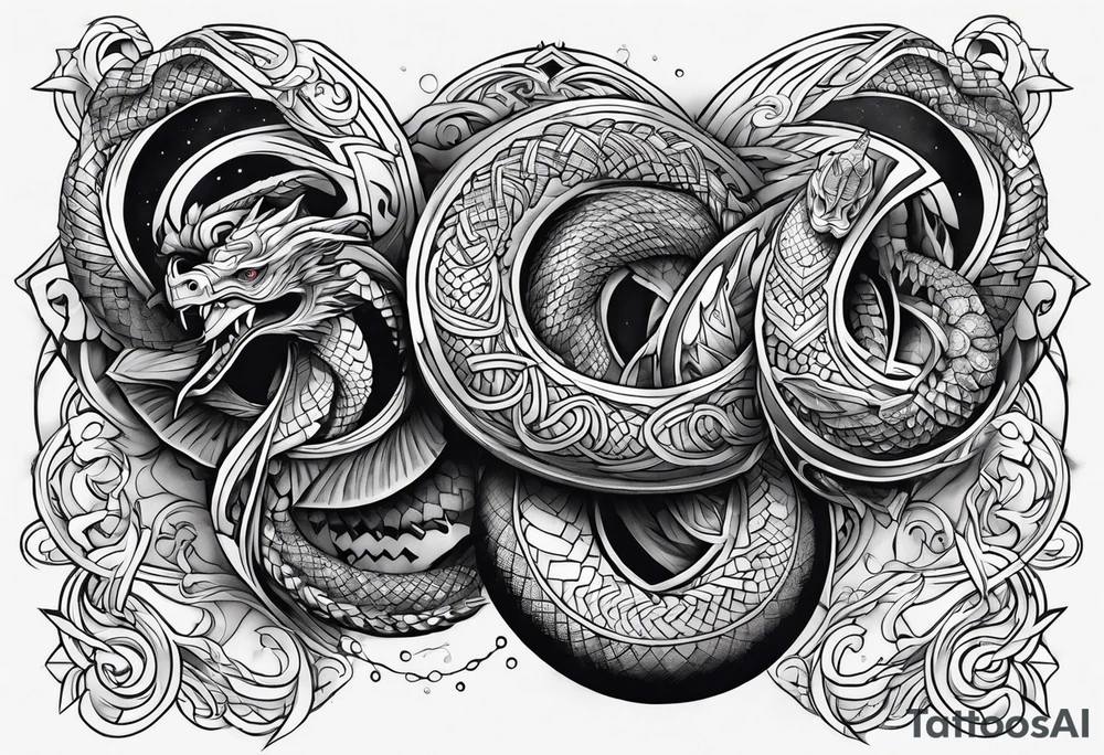 norse mythology world serpent wrap around tattoo design tattoo idea
