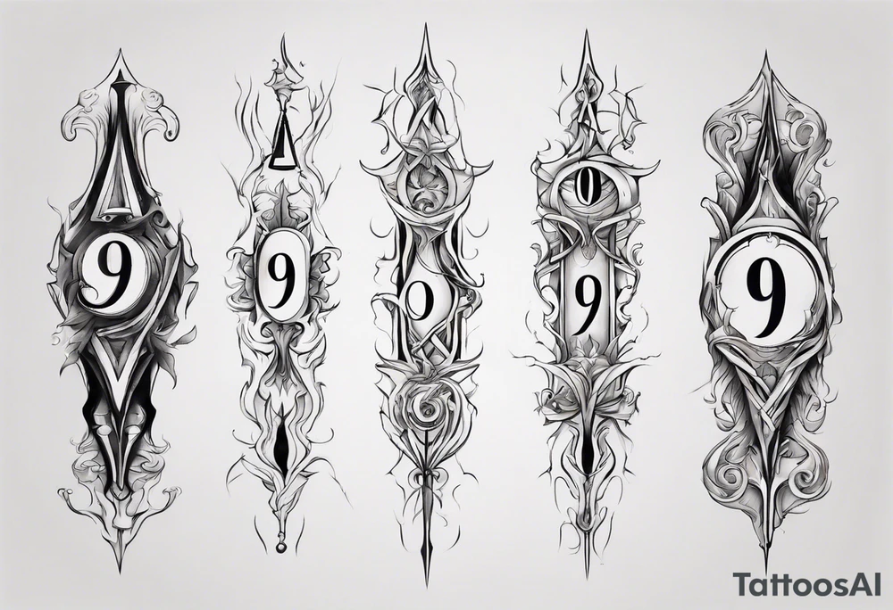 number 9 upside down and right side up connected in the middle. Tall and thin tattoo idea number 9 upside down and right side up connected in the middle. Tall and thin tattoo idea